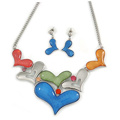 Juego de collar y pendientes Avalaya de vidrio multicolor para regalar en aniversarios especiales