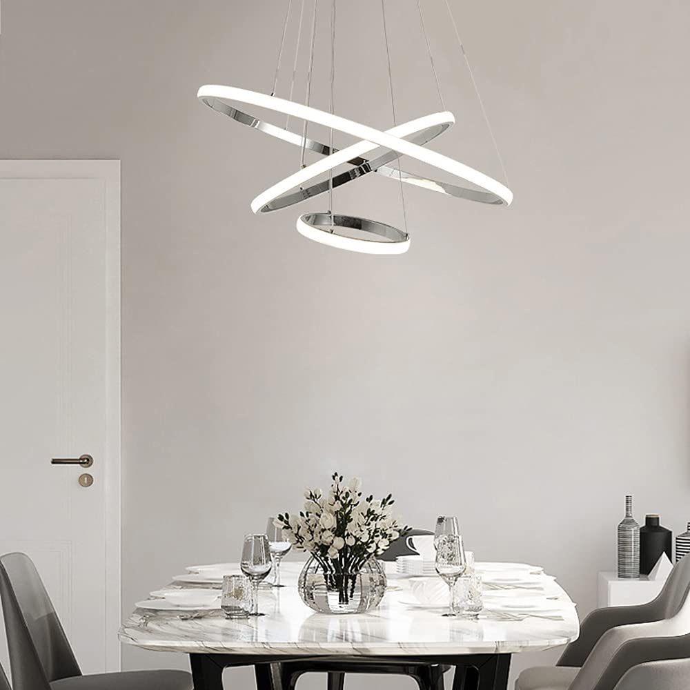 Lustre 3 anneaux réglable pour éliminer les zones d'ombre de la salle à manger