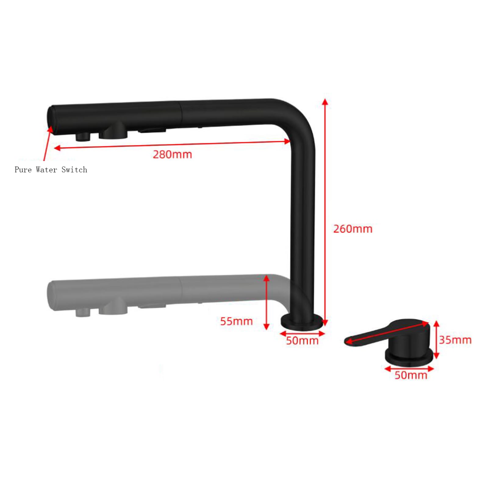 Grifo de Cocina Osmosis 3 Vias Extraible Negro Grifo de Cocina 3 en 1 Acero Inoxidable Grifo Fregadero Cocina 3 Vias-Negro
