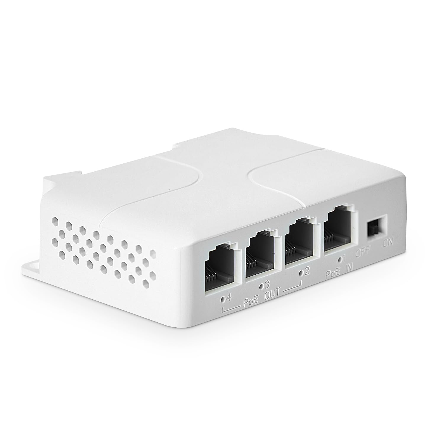 4 Port PoE Extender, 1 in 3 Out PoE+ Switch, 10/100Mbps, IEEE 802.3 af/at 30W, Wall and Din Rail Mount YuLinca POE Passthrough Switch