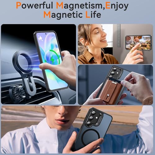 Image of MagPro case with stand for Samsung Galaxy S24 5G | Magnetic Compatible Protective Cover with Strong Magnetic Shockproof Armor Scratch Resistant Polycarbonate Hard Back| Translucent Matte Black