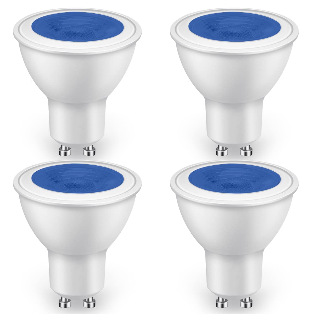 GU10 żarówki LED, kolor niebieski, 5 W, odpowiednik żarówki halogenowej 50 W, nieściemniane, 500 lm, 38°, wąski kąt wiązki, oświetlenie punktowe, używane do oświetlenia krajobrazu, oświetlenia
