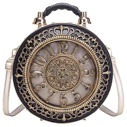 Women Classic Retro Clock Shaped Crossbody Shoulder Bag Handbag PVC Unique Novelty Clock Purse2