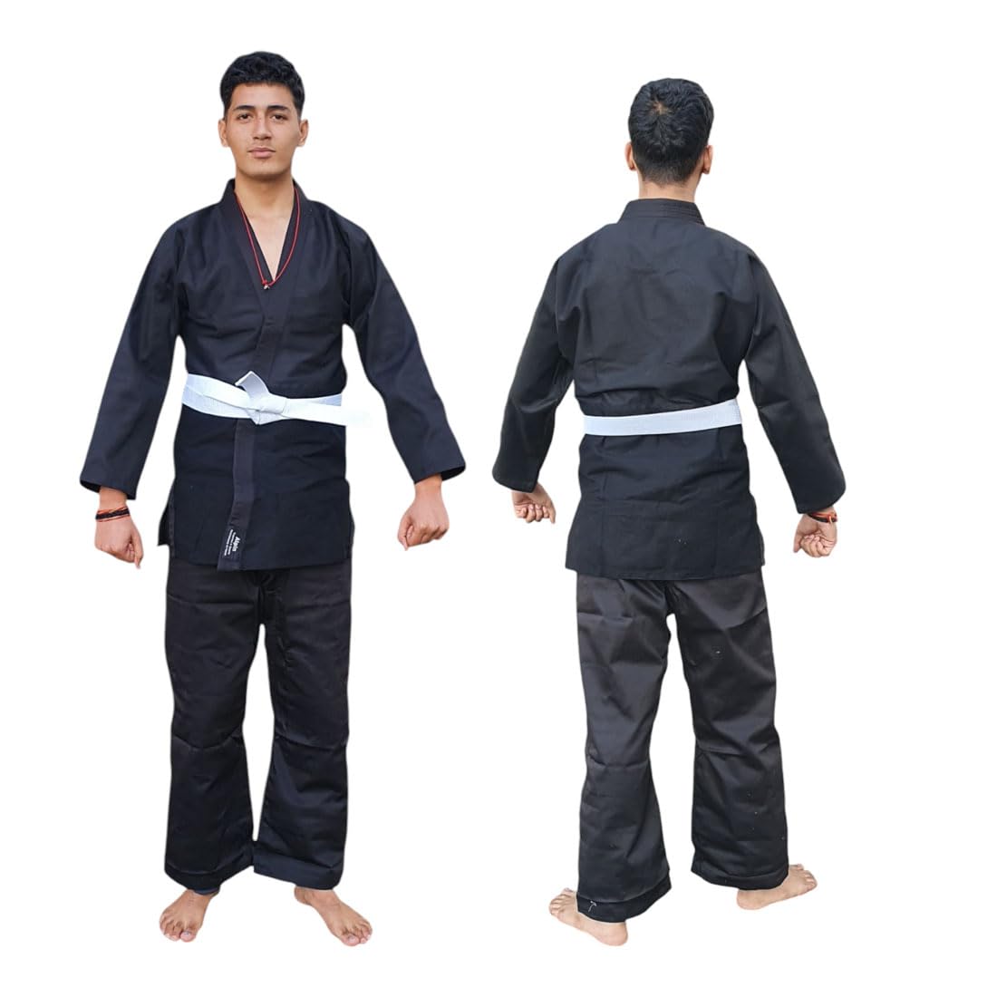 Judoanzug Schwarz Judo Anzug mit Reiskornwebung Gewicht: ca. 425 g/m² mit Weiss Gürtel -Black 24