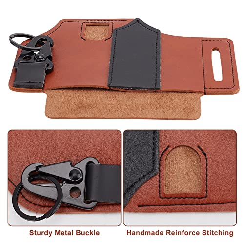 Image of GORGECRAFT Leather EDC Pocket Organizer for Men Leatherman Pen Holder Sheath Key Fob Flashlight Sheath Holster EDC Leather Pouch Multitool Sheath for Belt（Black）