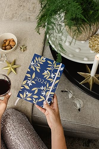 Busy B A5 To Do Diary January to December 2024 - Navy and Gold Floral - Week to View Diary with Notes, Tear-Out Lists & Pockets - Image 2