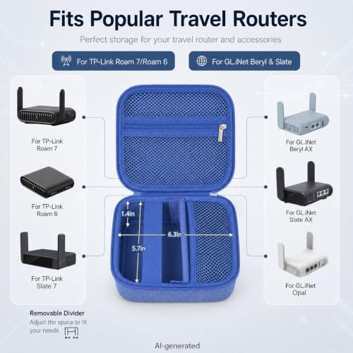 Image of Case Compatible with TP-Link BE3600 Wi-Fi 7 |6 (AX1500 AX3000) Portable Travel Router,(Box Only) (for BE3600, Blue L)