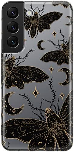 Cavka Phone Case Compatible with Samsung Galaxy S23 Ultra S22 S21 FE 5G S20 Note 20 10 Plus Witchcraft Constellation Occult Death's Head Hawk Moth Clear TPU Protective Silicone Slim Flexible Cover