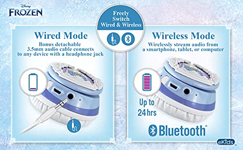 Image of eKids Disney Frozen 2 Bluetooth Headphones with Microphone, Volume Reduced to Protect Hearing, Adjustable Wireless Headphones for School Home Travel, for Fans of Anna and Elsa