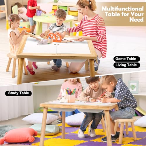 Image of wingyz Kids Table for Play Study Dining Toys Storage, Sensory Tables for Toddler, Activity Table with Storage Bins Birthday Gifts for Boys and Girls