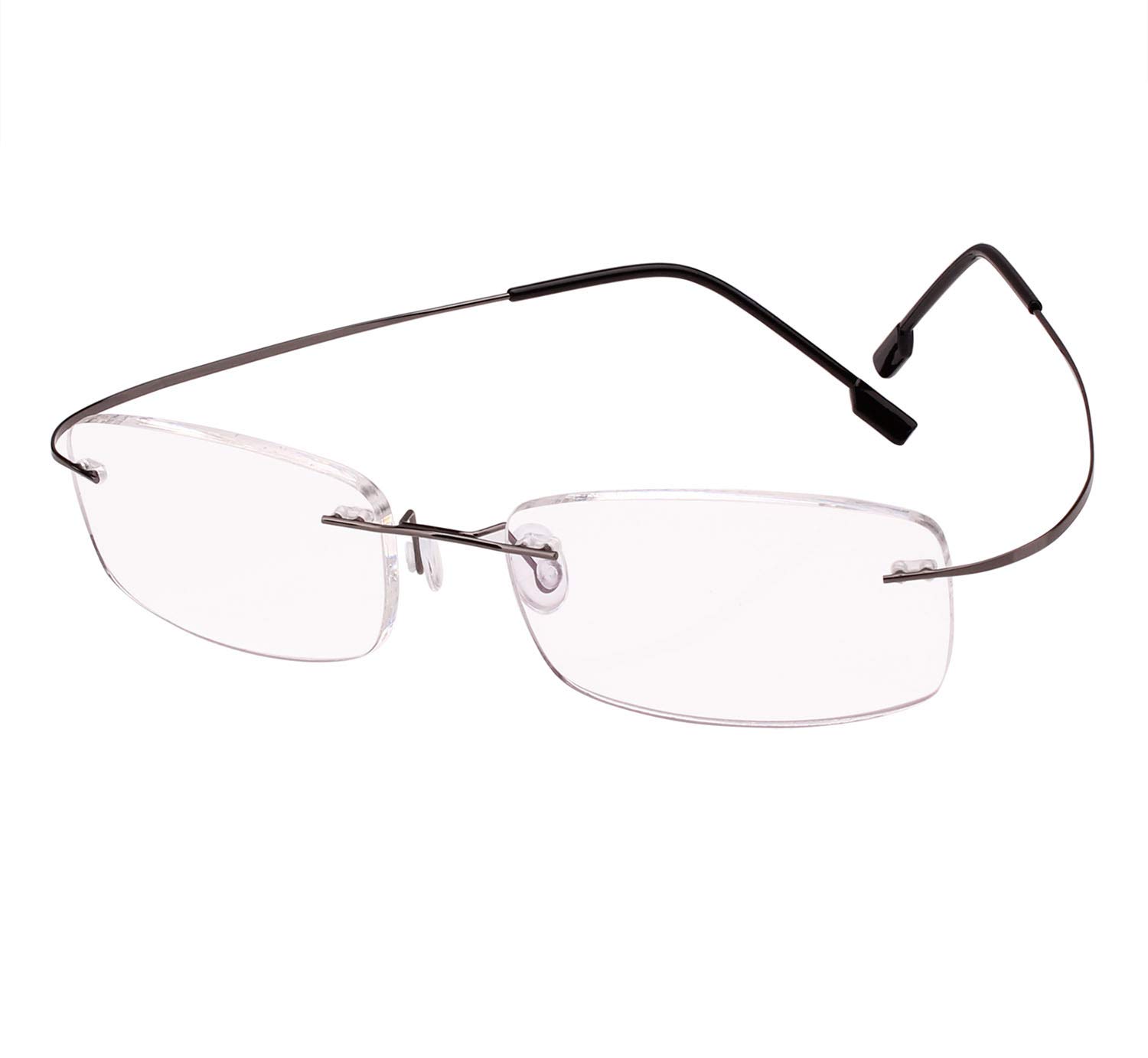 Agstum Grey Memory Titanium Rimless Flexible Hingeless Reading Glasses (, +2.00)