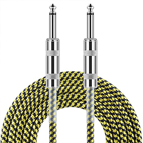 Jenniferstruggles Guitar Cable 10ft, 2022 New Version, Professional Instrument Cable Electric Guitar Bass AMP Cord, Straight 1/4 Inch TS to Straight 6.35mm Guitar Cord, Yellow