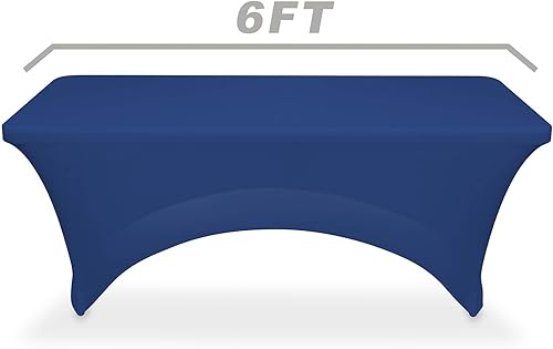 Miniatura 5 de Lann's Linens - Mantel elástico ajustable de 8 pies para mesa rectangular de 96 x 30 pulgadas - Bodabanqueteferia - Funda de tela de elastano - Azul