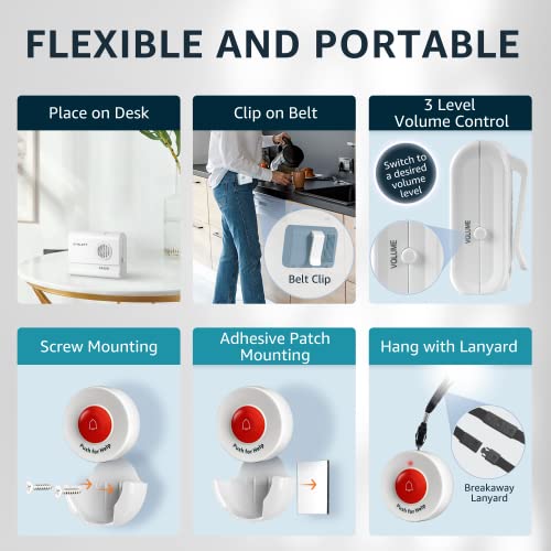 Caregiver-Pager-Wireless-Nurse-Call-Button-for-Elderly-Monitoring-SOS-Alert-System-Portable-Alarm-Call-Bell-for-Home-Care-Seniors-Patients-Emergency-3-Call-Buttons-2-Pagers
