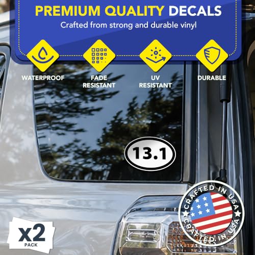 Image of 13.1 Half Marathon Sticker Oval, Running Stickers, 5.5x3.5 Inches, 2 Pack, Sticker for Car, Window, Bumper, 13.1 Half Marathon Gifts, Car Decals, Made in USA