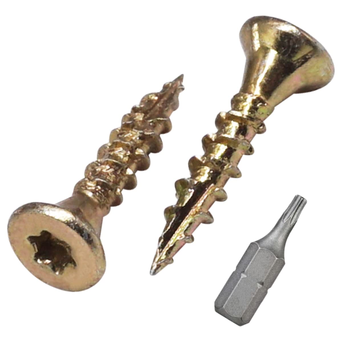 (100 pcs) Zinc Plated Steel 3.0 x 16 mm Wood Screws, Countersunk Head, Yellow Chipboard Screws