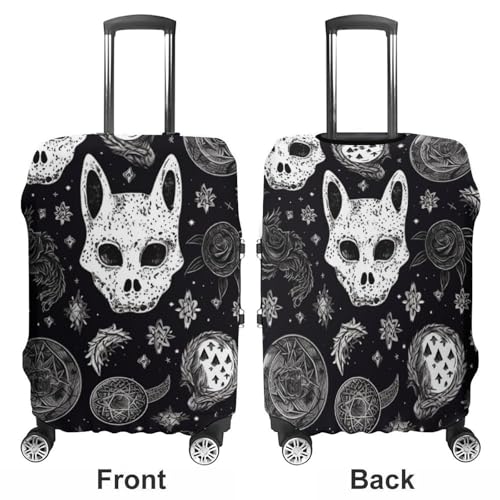 Skull Cat Moon Gothic Suitcase Cover Washable Luggage Cover Dust-proof Luggage Protector Cover Anti-Scratch Travel Suitcase Protector Fits 18-32 Inch Luggage3