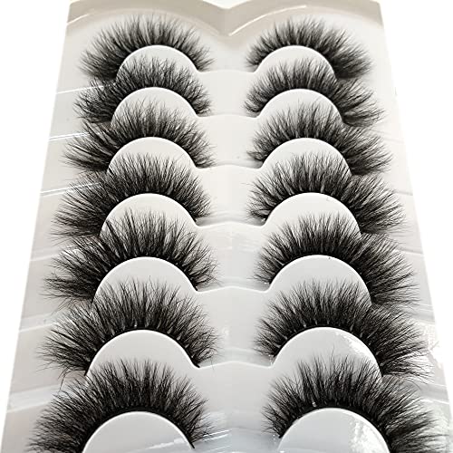 Pooplunch False Eyelashes Cat Eye Wispy Faux Mink Lashes Pack Fluffy Short Natural Fake Lashes 7 Pairs Multipack #TOP2