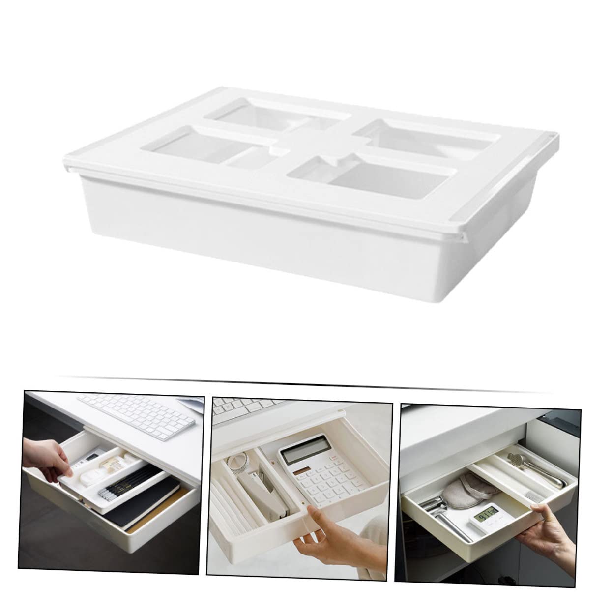 DOITOOL Organizzatore per Plastica Resistente Separatore per Tavolo da Cucina o Ufficio Comodo e Salvaspazio Attacco Sotto la Mensola per Oggetti Vari