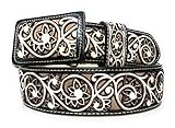 Men's Engraved Western Belt Cinto Charro Grabado Vaquero Leather Belt (36)