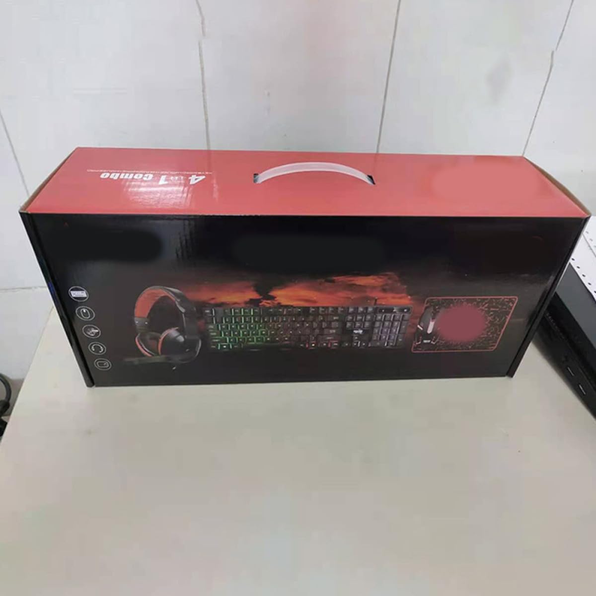 Didiseaon Ensemble Clavier-Souris Rétroéclairé Gamer PC Casque Filaire Tapis de Souris Gaming Ergonomique pour Usage Bureautique et Jeu Couleur Noire