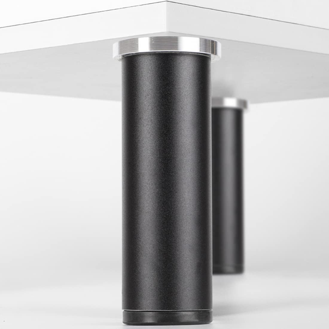 Patas de mesa de aluminio ajustables, paquete de 4 patas de gabinete con acabado lijado negro, patas de soporte de metal para muebles de baño, 40 cm de altura y elegantes