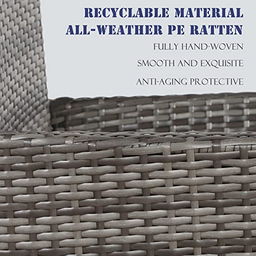 Wisteria Lane Patio Dining Set, 5-Piece Wicker Outdoor Table And Chairs Set For 4, Square Tempered Glass Table Top With Umbrella Hole, Rattan Outdoor Furniture Set For Backyard Deck, Grey #TOP3