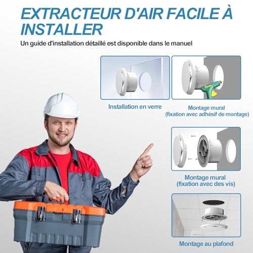 Extracteur d'air 100mm silencieux pour éliminer l'humidité de la salle de bain et des tentes - 7