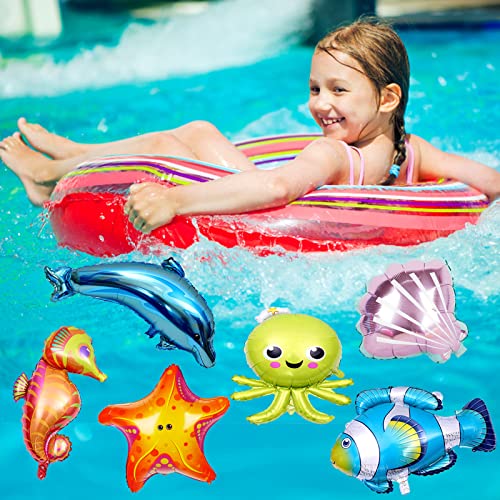 9 Pcs Large Ocean Animals Balloons Cartoon Fish Balloons Foil Balloons For Kids Birthday Party Decoration Supplies #TOP6