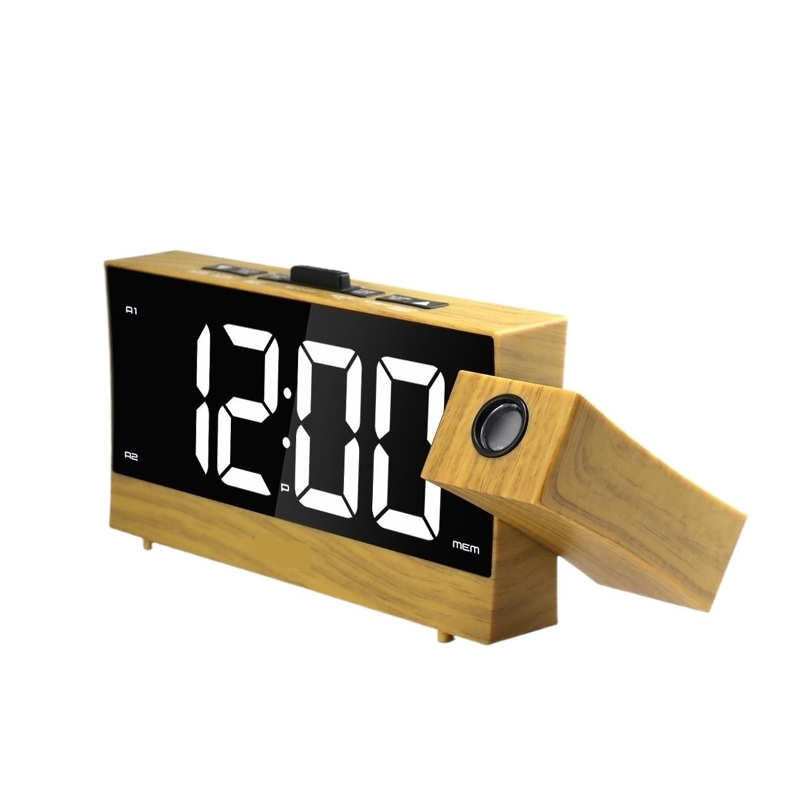 KOESRXNQW LED Digital Projection Alarm Clock Electronic With FM Radio Time Projector Bedroom Bedside Mute Clear Projection(Grain)