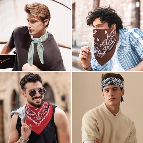 Image of Mochabao 100% Cotton 27 inch x 27 inch Large Bandanas for Men & Women, Multi-Purpose Bandana Headbands, Square Head Scarf