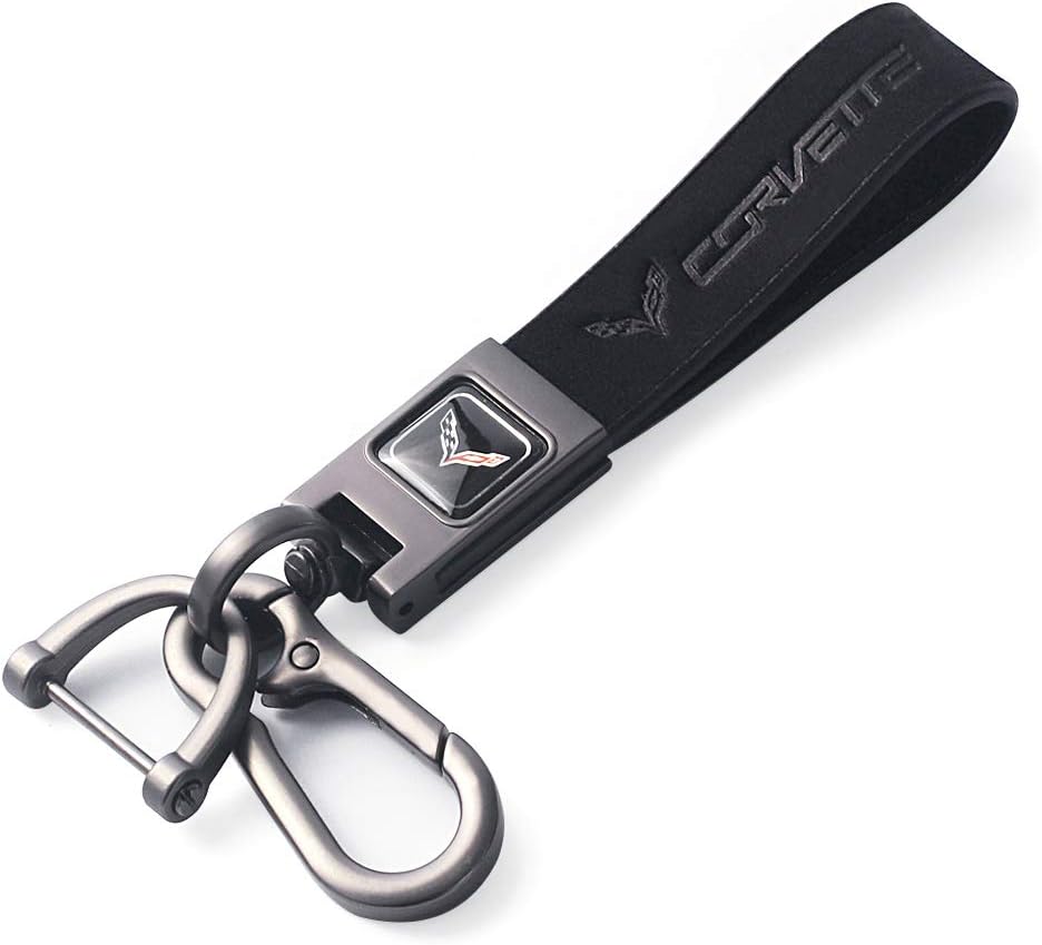 Car Keychain Accessories with Alloy Metal and Genuine Leather Suit for Chevrolet Corvette Cruze Malibu Camaro Colorado Silverado Equinox Series Present for Women and Men (Black for Chevrolet 1 Pcs) : Automotive