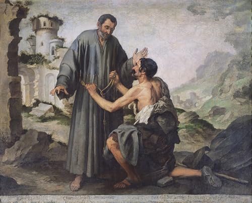 Toile Murillo Fray Ginepero tableau decoration salon 60x90cm