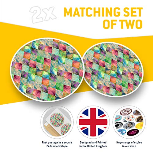 Vinyl Stickers (Set of 2) 20cm - Colourful Geetric Tiles #2531