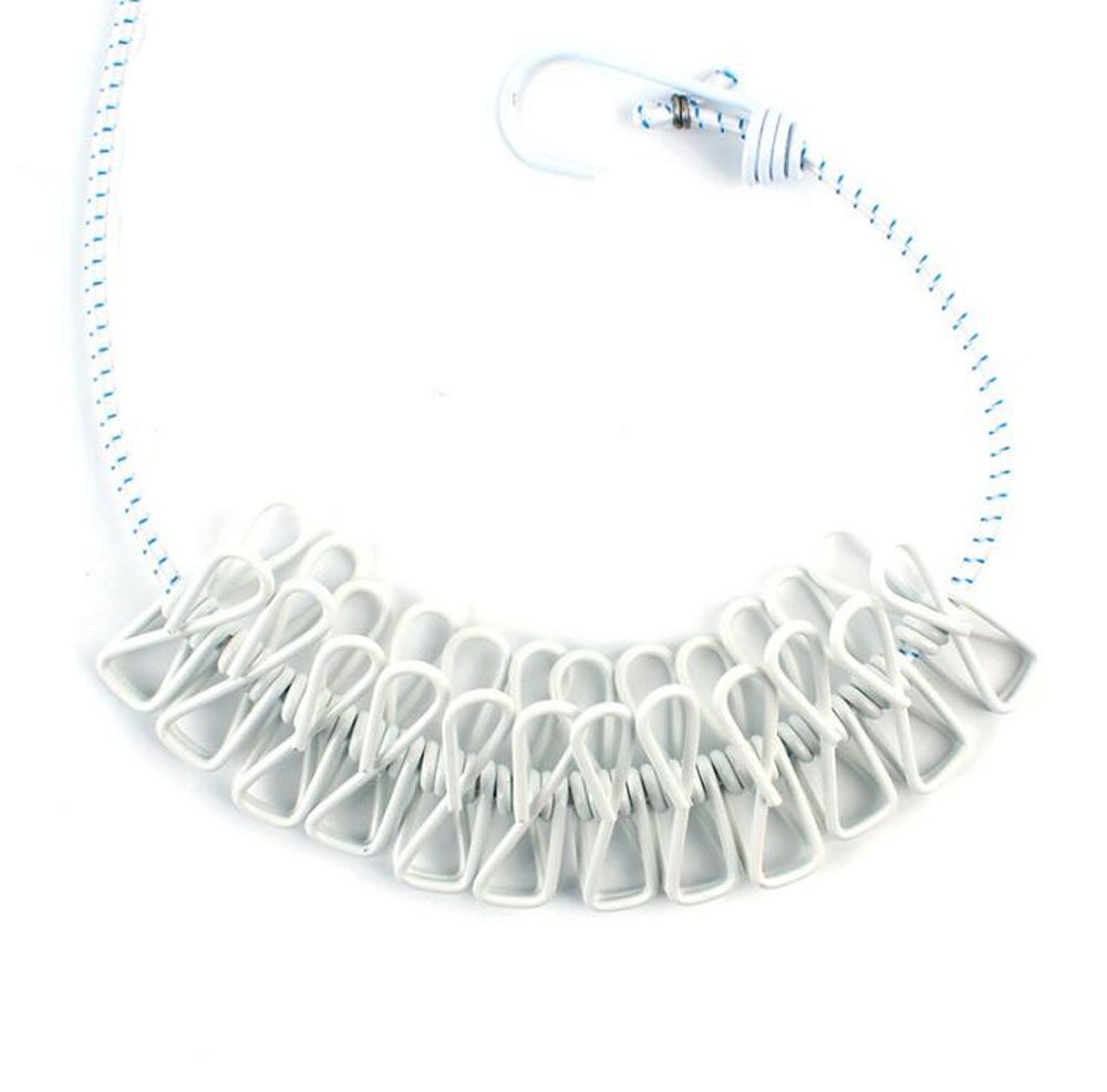 Gtopart 2 Pieces Multipurpose Windproof Rope Long Compact Flexible 12 Peg Travel Washing Line (White)