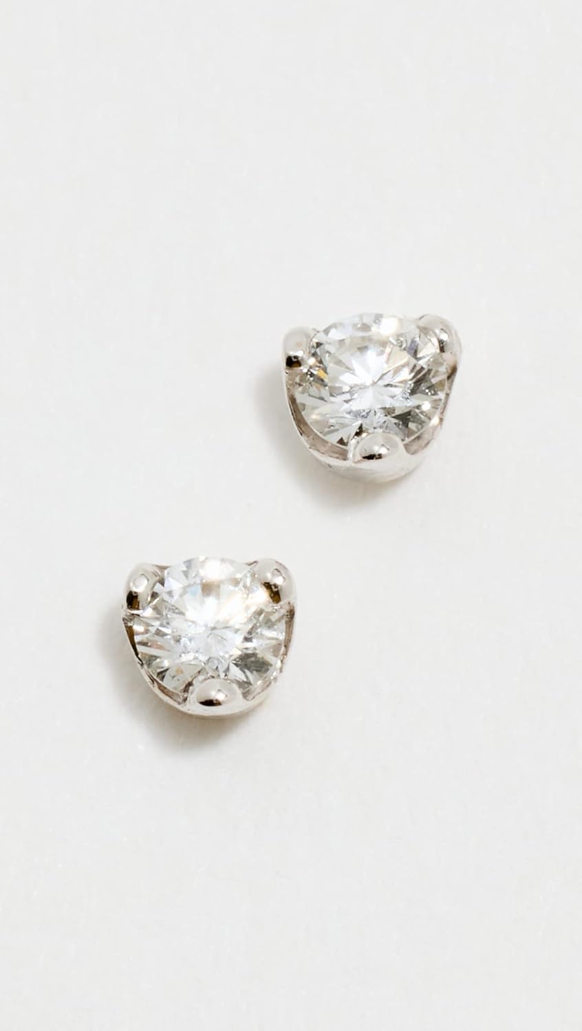 Zoe Chicco Women's 14k White Gold Small 2.4mm Prong Set Diamond Stud Earrings - Image 2