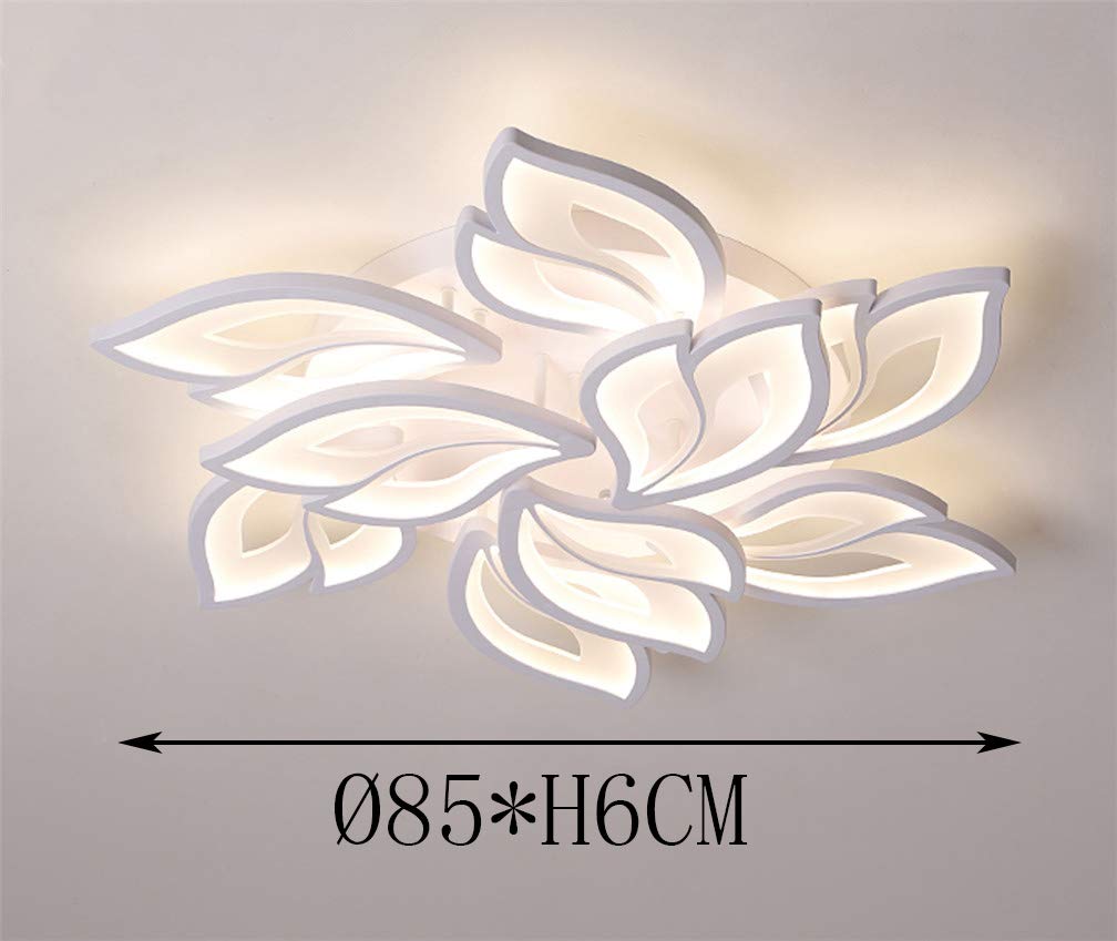 Lámpara de salón LED, lámpara de techo regulable, lámpara de dormitorio, lámpara de pasillo con mando a distancia, diseño moderno de flores, lámpara decorativa para comedor, cuarto de baño Ø85cm