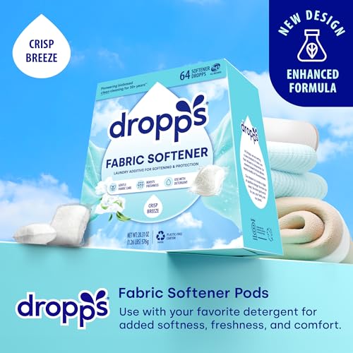 Dropps Laundry Fabric Softener Pods, Crisp Breeze (64 Pods) - Laundry Additive for Softening & Protection - HE Compatible Mineral Based Ingredients Laundry Supplies - Image 3