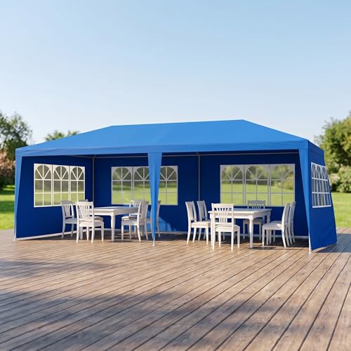 Trygoal 10x20 Outdoor Canopy Tent for Parties, Waterproof Party Tent with 6 Removable Sidewalls & Windows, Heavy Duty Outdoor Canopy for Wedding, Backyard Events & Commercial Use, Blue by Trygoal - Used condition - Image 3