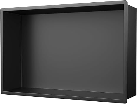 Stainless Steel Shower Niche 40x25x10cm, Tile-Less Shower Shelf Recessed for Wet Room, Bathroom Recessed Double Niche Stainless Steel for Shower Essentials, Matte Black Finish