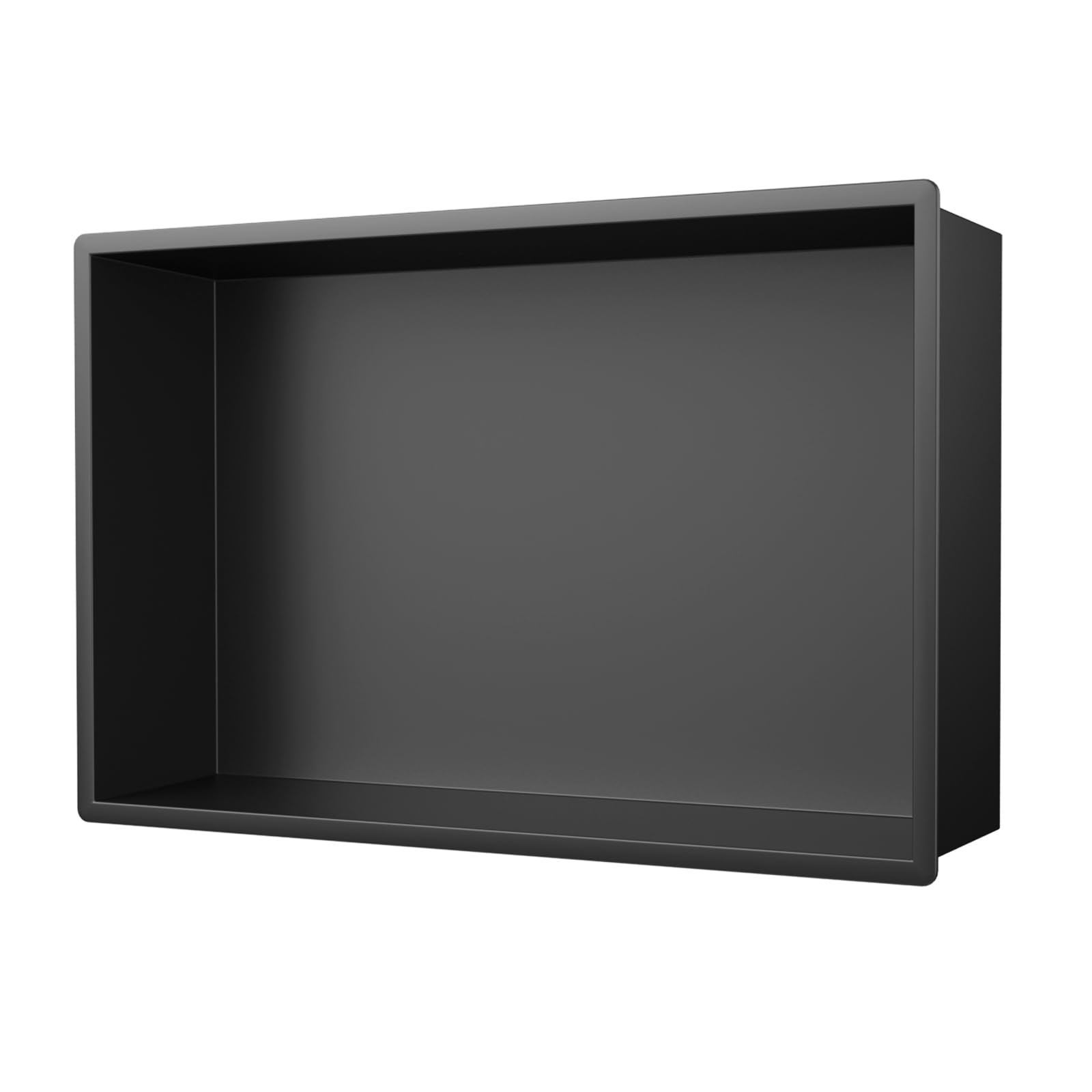 KEOKBON Stainless Steel Shower Niche 40x25x10cm, Tile-Less Shower Shelf Recessed for Wet Room, Bathroom Recessed Double Niche Stainless Steel for Shower Essentials, Matte Black Finish