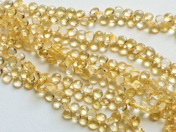 Citrine naturelle briolette en cœur pour création de collier joaillerie haut de gamme