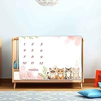 Vista 3 de BTXTLY18 - Manta mensual de hitos para niñas, manta de crecimiento de bebés con dibujos animados de animales de dibujos animados rosa primavera