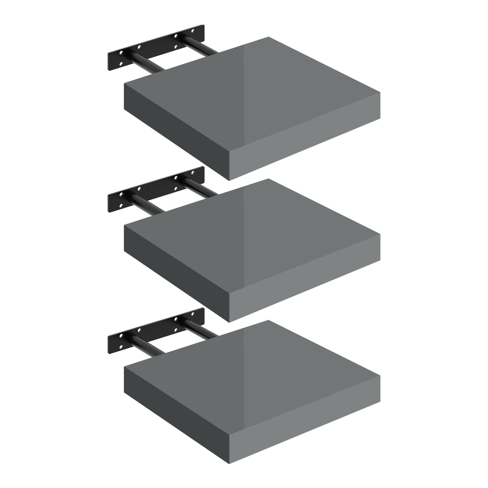 WOLTU Floating Shelves,Set of 3 Wall Shelf,CD DVD Storage Corner Shelf, Premium Wooden Shelves for Bedroom Living Room Kitchen 30x22.9x3.8cm, MDF,High Gloss Gray,RG9489gr-3-UK