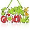 Christmas door sign decorations hanging sign merry grinchmas wooden hanger christmas tree thief stole dog letter sign ornaments for holiday xmas wreath wall yard indoor outdoor decor  urban country home decor