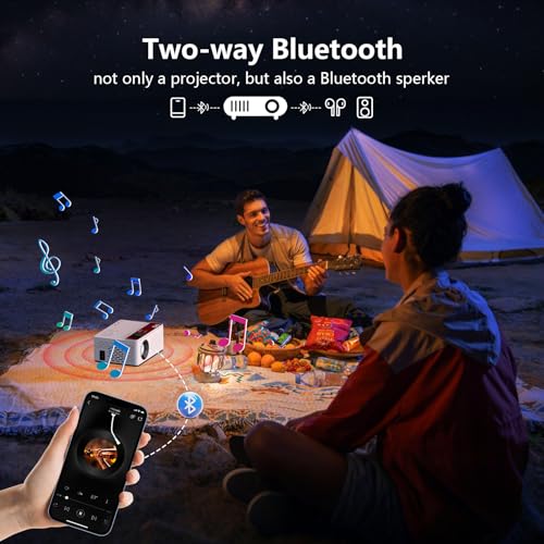 Image of TMY 1080P Full HD Portable Mini Projector, Bluetooth Movie Projector, Compatible with TV Stick /Smartphone /PC /Game Console /HDMI /USB, Indoor & Outdoor Use, Built in Netflix app