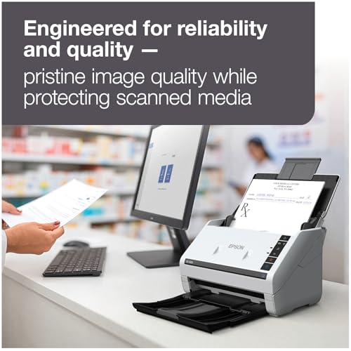 Image of Epson DS-530X Color Duplex Desktop Document Scanner, up to 45 ppm, USB Connectivity, 100-Page Auto Document Feeder (ADF), Twain and ISIS Drivers