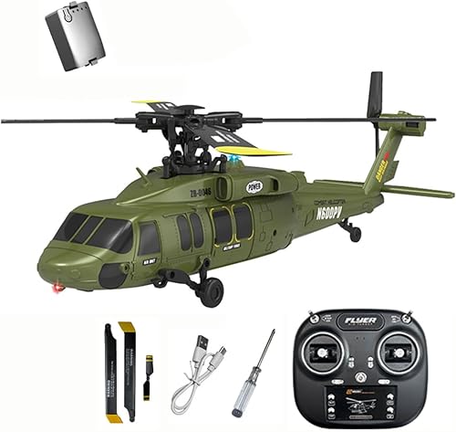 Hanll Black Hawk K200 6CH Simulación Helicóptero RC con motor sin escobillas, flujo óptico y retención de altitud, vuelo invertido de una tecla,