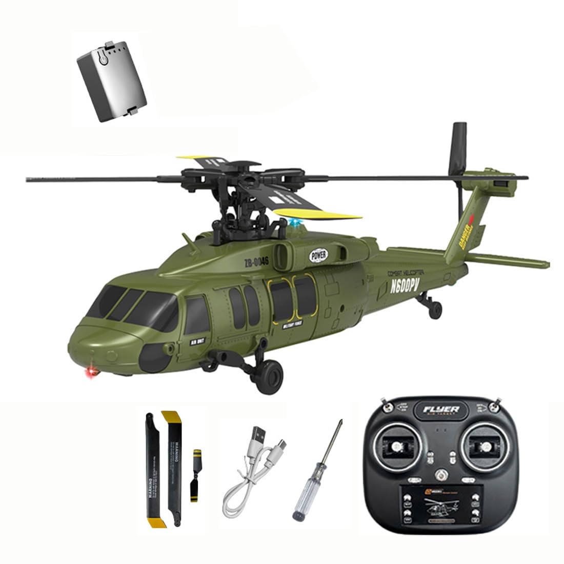 TENIREALX K2000 UH-60 RC Helicopter for Adults, Black Hawkk 2.4GHz 6CH Brushless Flybarless 6-Axis Gyro Aircraft with Optical Flow, 3-Speed Mode & One-Key Inverted Flight – RTF