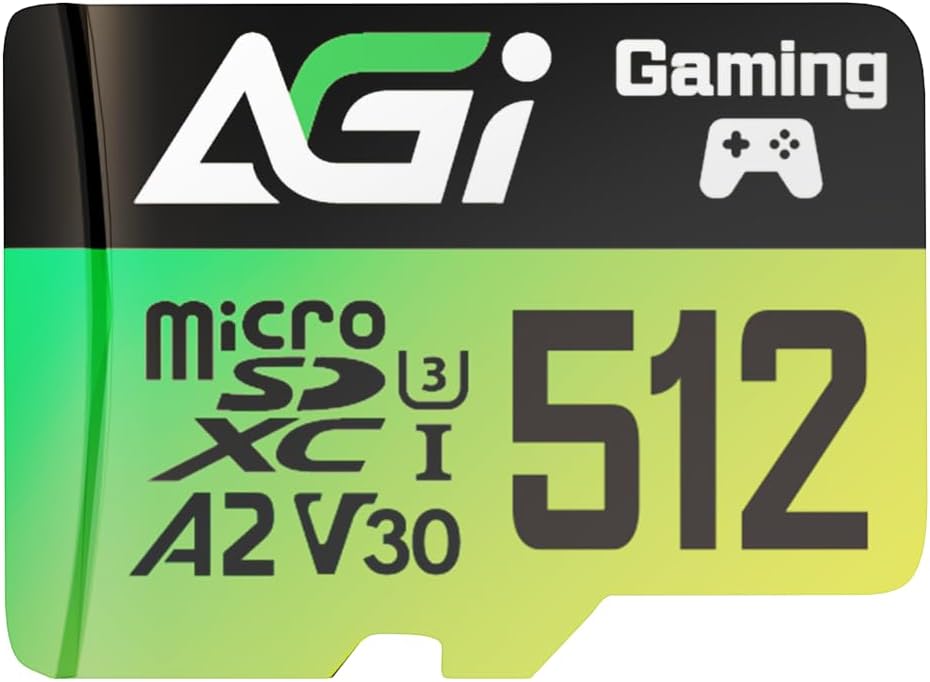 AGI 512GB MicroSD High Speed Memory Card A2 U3 V30 4K C10 (Read and Write Speed 170/160MBs) TF138 Micro SD Card